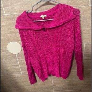Hot pink knit sweater pullover